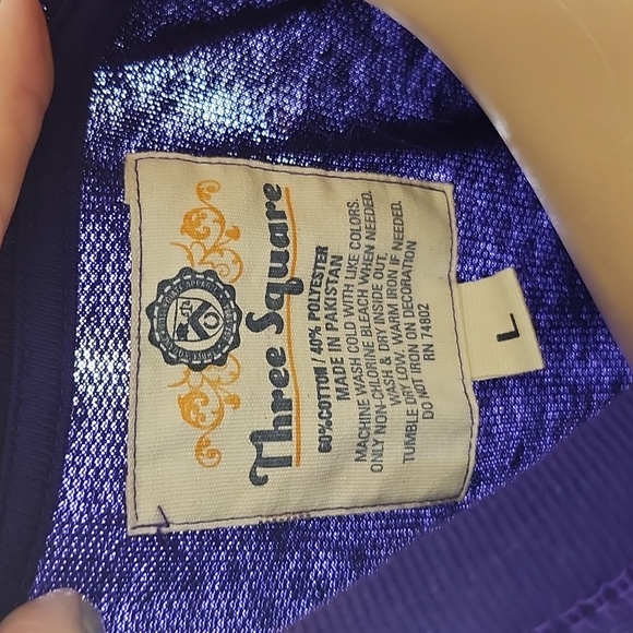 K-State Wildcats Purple Long-Sleeve Crew-Neck Tee with Silver Sequence Logo - Picture 4 of 8